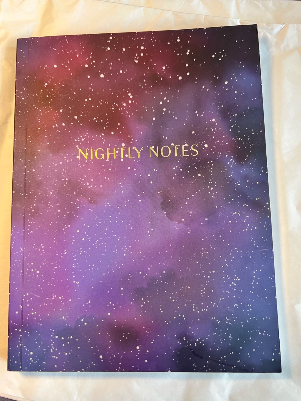 Galaxy Cover Notebook with Gold Lettering - 'Nightly Notes'